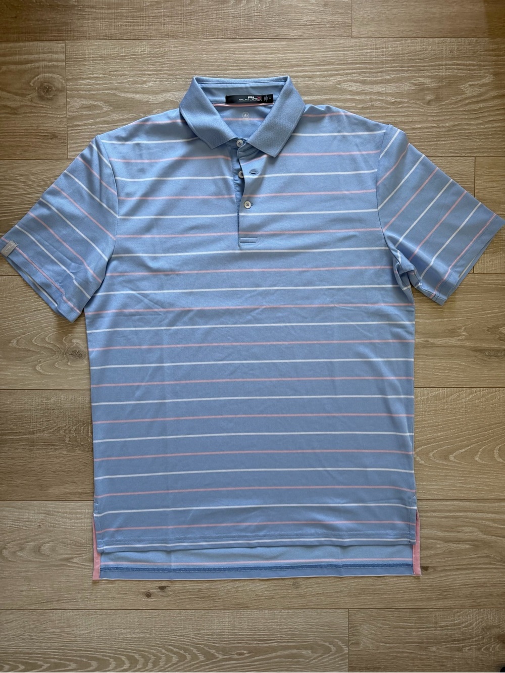 Polo by Ralph Lauren Light Blue Polo with Pink Stripes